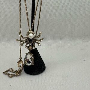 Gold and Silver Spider Pendant Necklace